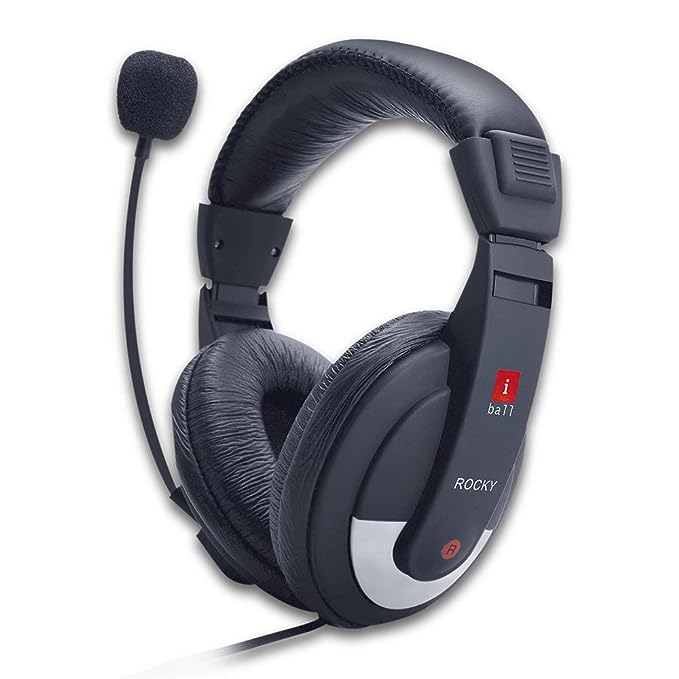 Iball Rocky Wired Over Ear Headphones with Mic (Black) Iball Rocky Wired Over Ear Headphones with Mic (Black)